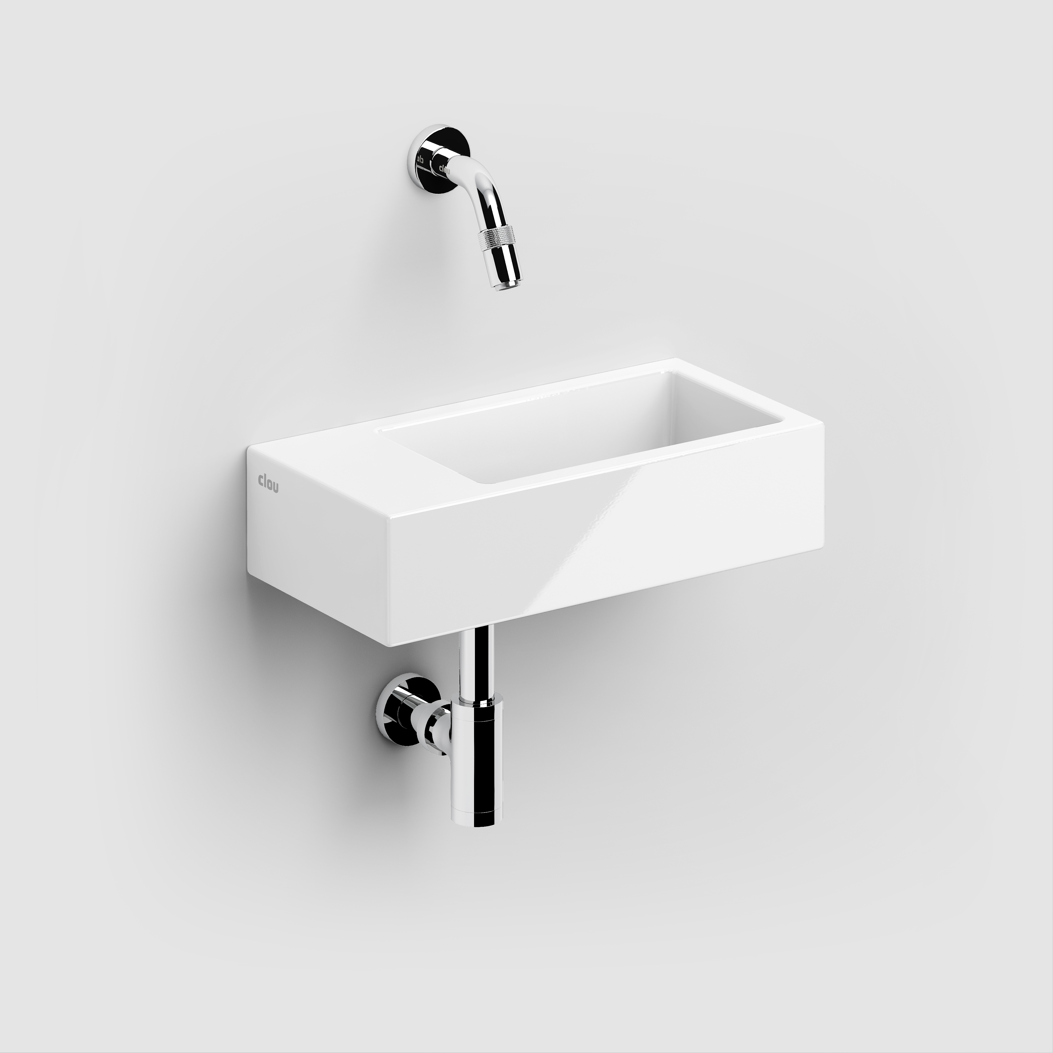 Clou Flush 3 fontein 36cm zonder kraangat links wit keramiek